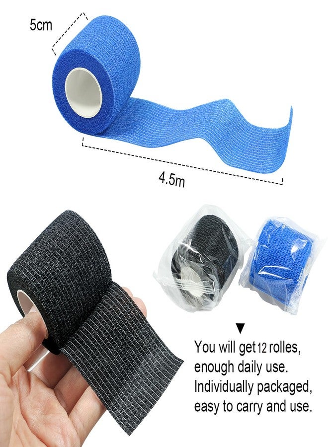 GooGou Self Adherent Wrap Bandages Self Adhering Cohesive Tape Elastic Athletic Sports Tape for Sports Sprain Swelling and Soreness on Wrist and Ankle 12PCS 2 in X 14.7 ft (Black 12pcs) - Image 3